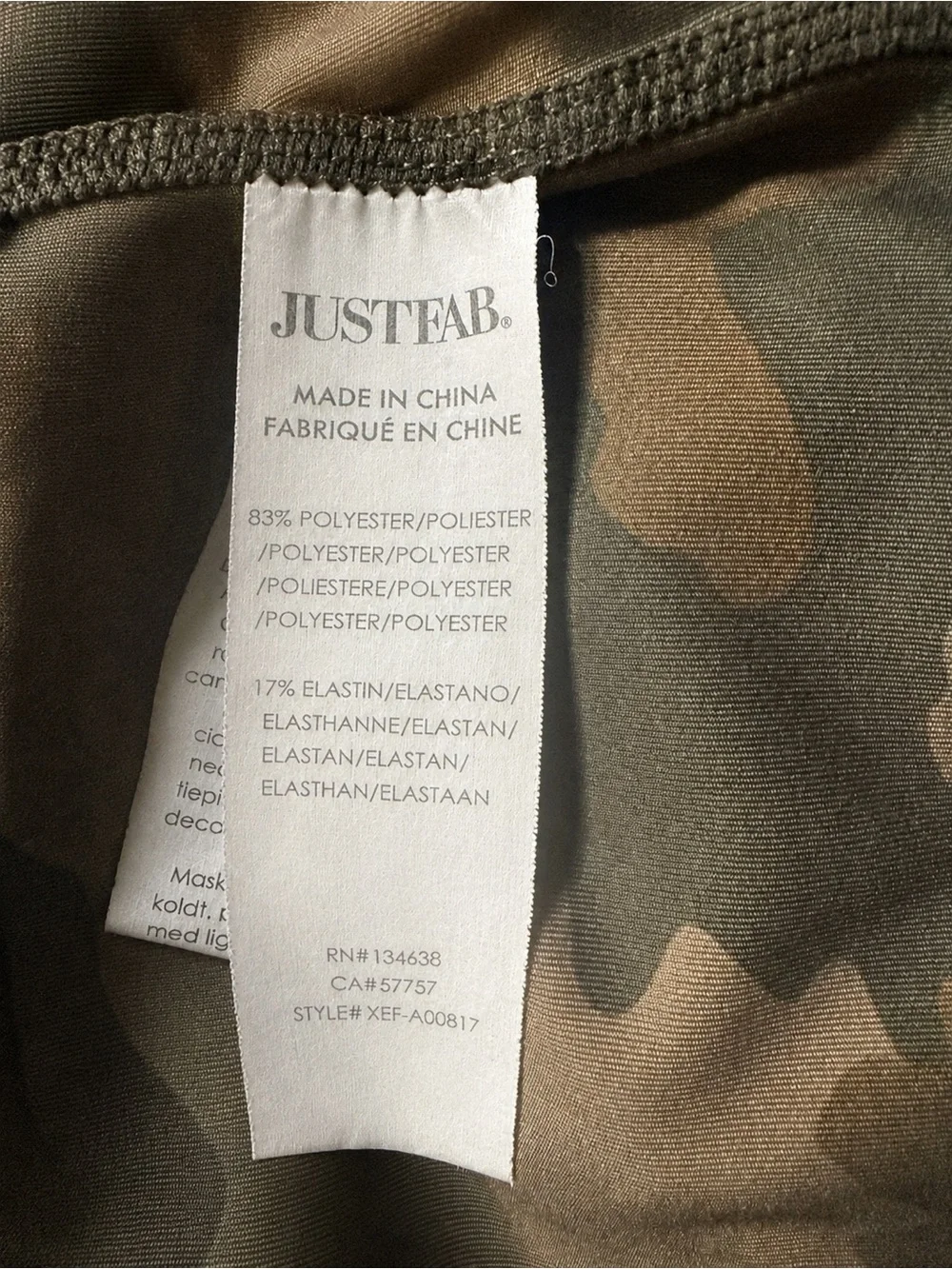 JustFab Camo High Rise Pocket Leggings L